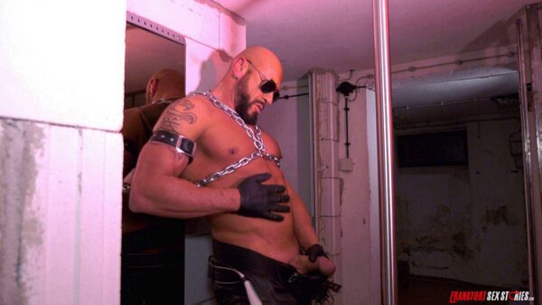 gay porn actor darek kraft jerking off in a dungeon